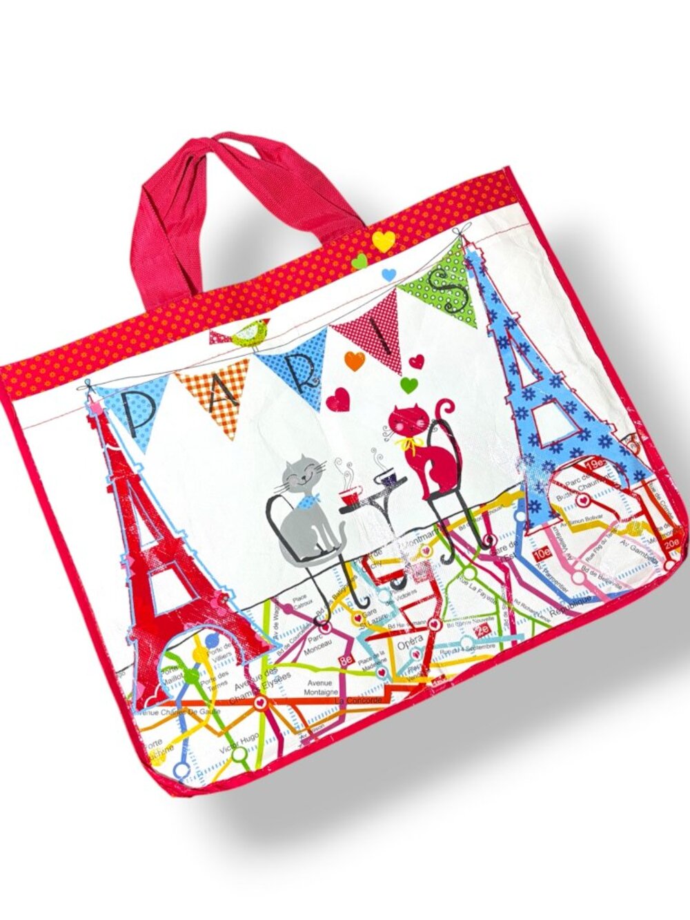 Cat Lovers Eiffel Tower Paris Map Reusable Tote